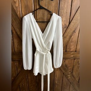 Windsor White Puffed Long Sleeve Romper